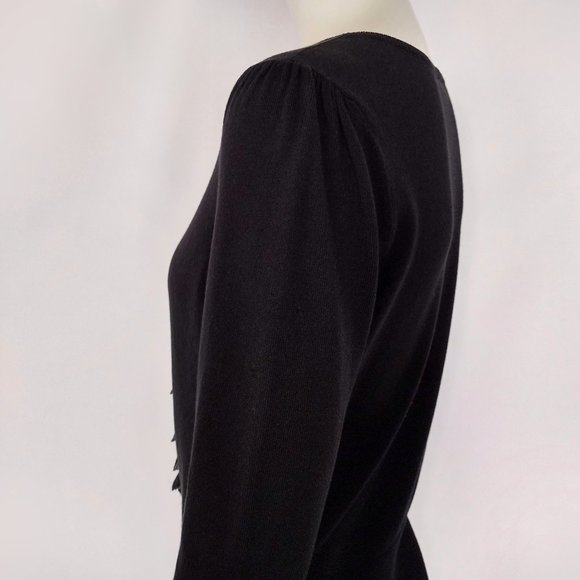 Ann Taylor Black Silk Blend Ruffled Knit Cardigan Sweater - Picture 7 of 11